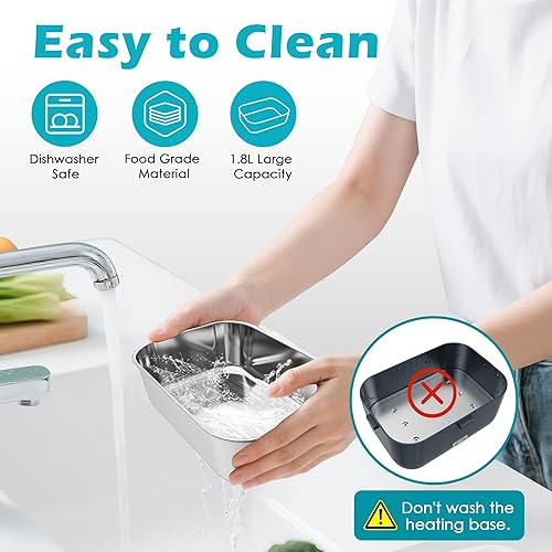 Miniatura 5 de Lonchera eléctrica calentada para alimentos de 100 W para adultos, calentador de alimentos portátil de 1.8 L para el trabajocoche, 12V24V110-230V,