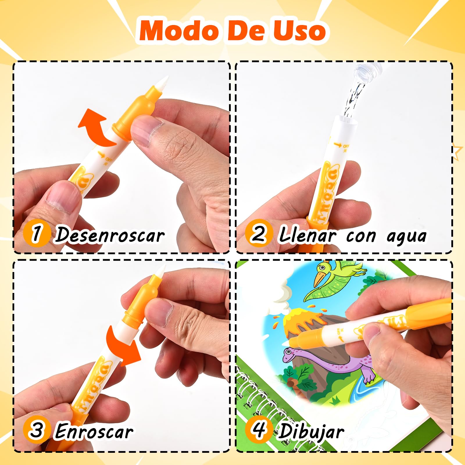 GOLDGE Libros Mágicos Agua 24 Pack, Regalos Cumpleaños Niños Colegio Reutilizable - Detalles Cumpleaños Niños con Bolsas Cumpleaños Infantil para Fiesta, Kit Manualidades Niños 3~9 Años, Party Favor