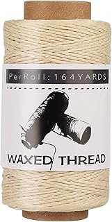 Waxed Thread, 150m /164Yards Beige Leather Waxed Thread, Leather Sewing Thread, Hand Stitching Thread for Hand Sewing Leather, Bookbinding, and Beginners Leather Craft DIY