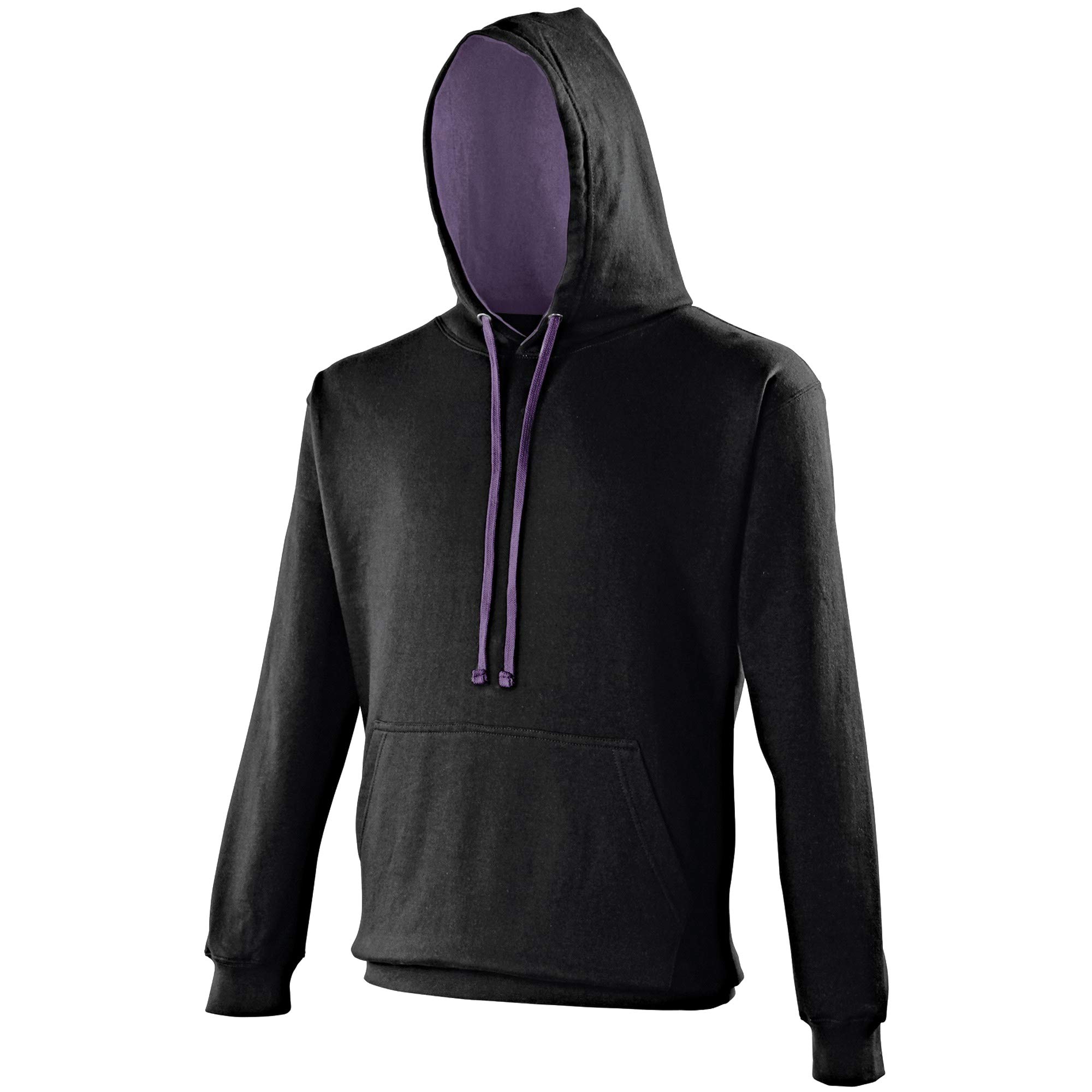 AWDis Men's Varsity Hoodie, Multicoloured (Jet Black Purple), Medium