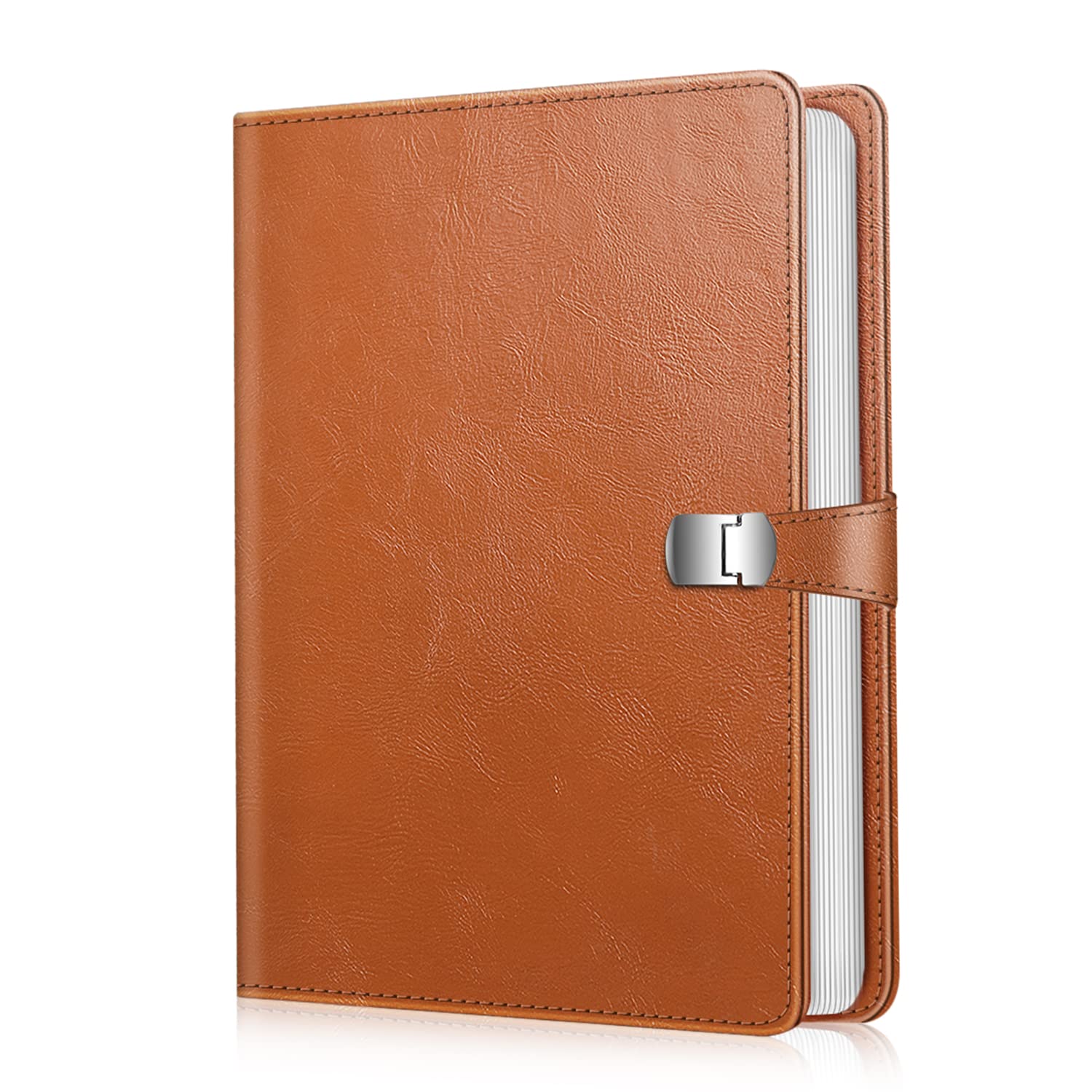 Fintie Photo Album 4x6 Photos - 112 Photos Premium Vegan Leather Cover with Snap Fastener, Portable Wallet Photo Albums, Light Brown