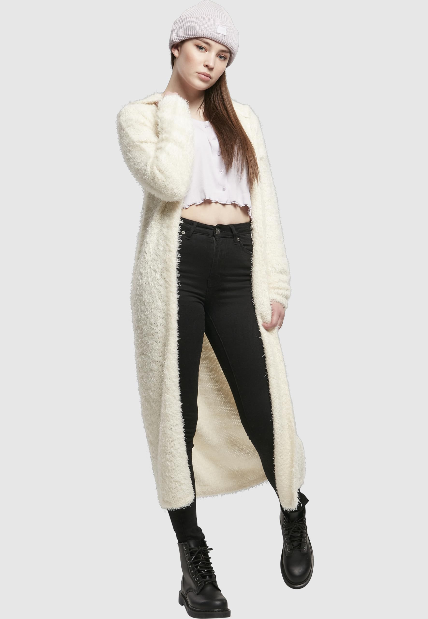 Urban Classics Ladies Hooded Feather Cardigan Mujer Cárdigan Negro