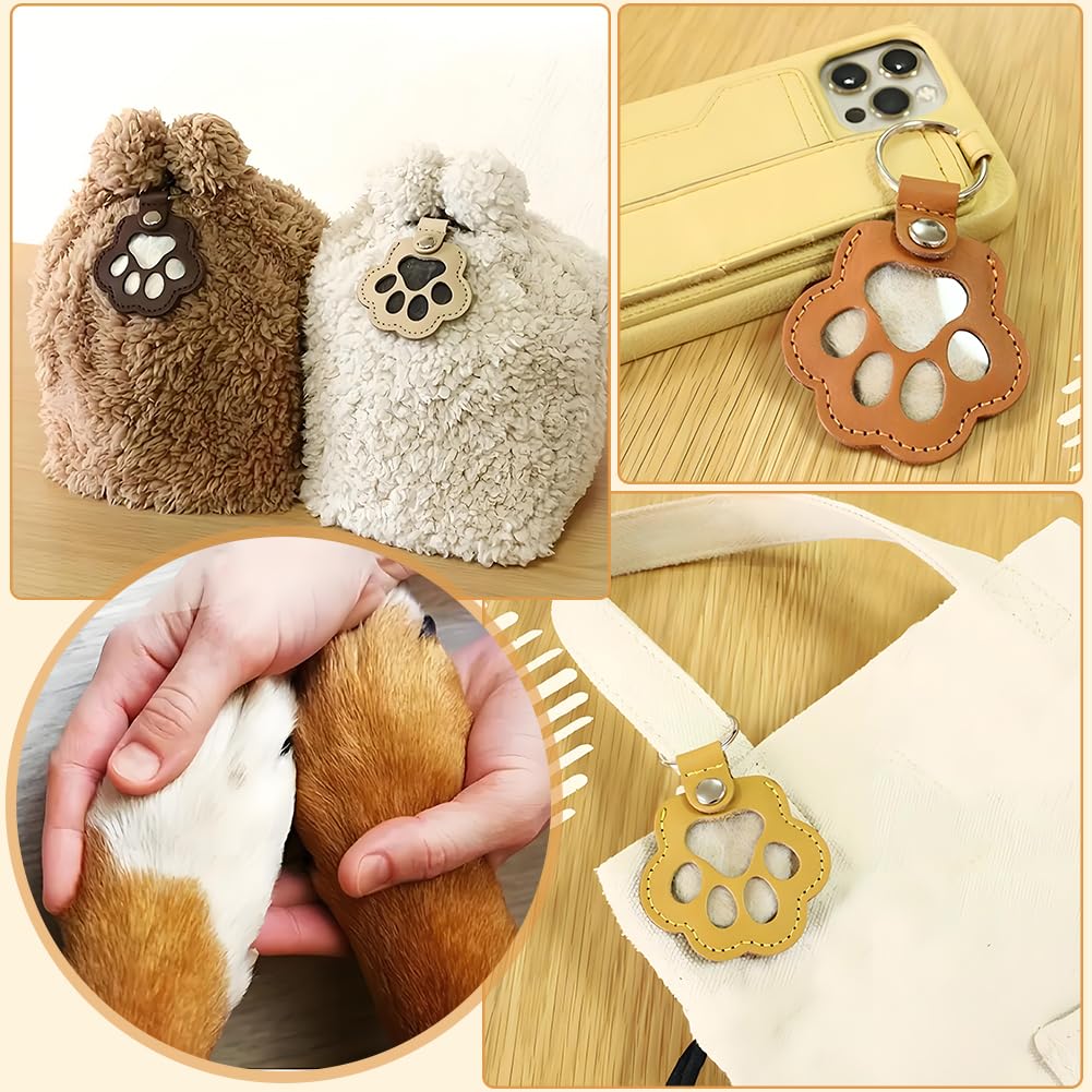 Portachiavi Commemorativo per Animali Domestici in Pelle Riempibile con 9 Colori, Souvenir per Capelli di Cane e Gatto