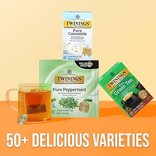 Vista 334 de Twinings, Pure Green Tea - Té verde con sabor suave y aroma atractivo con cafeína, disfruta caliente o helado, bolsas de té individuales