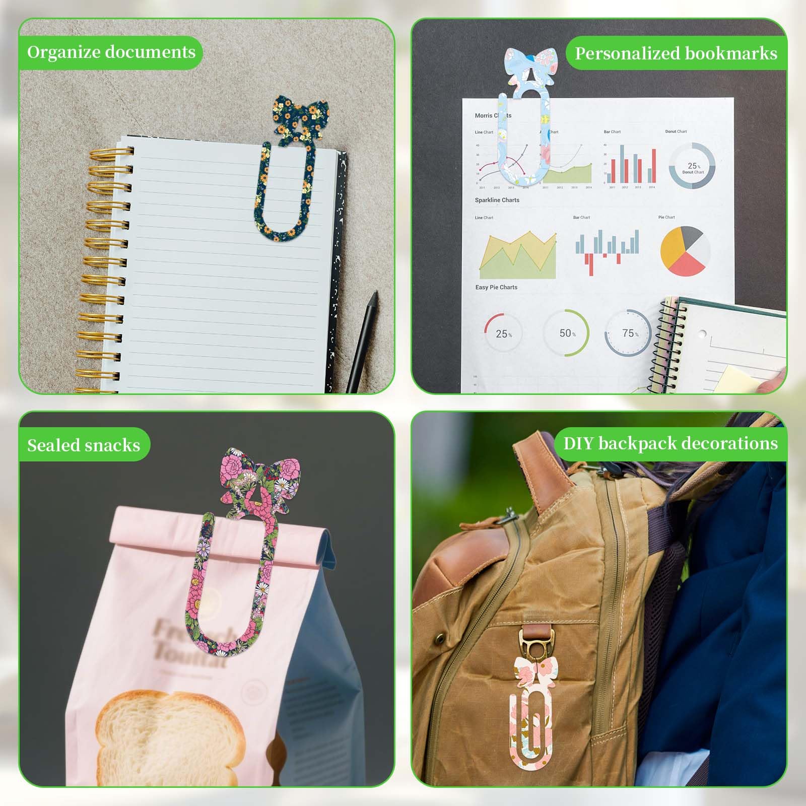 lasuroa 5 Pièces Supports Sublimation Plastique, Trombones Jumbo 10x3,7cm Supports de Trombones Nœud Fournitures Personnalisables pour Maison Bureau & École