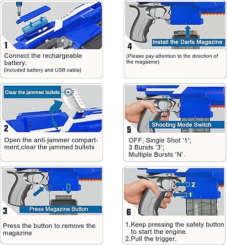 Miniatura 5 de Pistola de juguete para ametralladoras automáticas Nerf juguete lanzador personalizado con carga de bricolaje y pistolas de espuma con 3 modos de