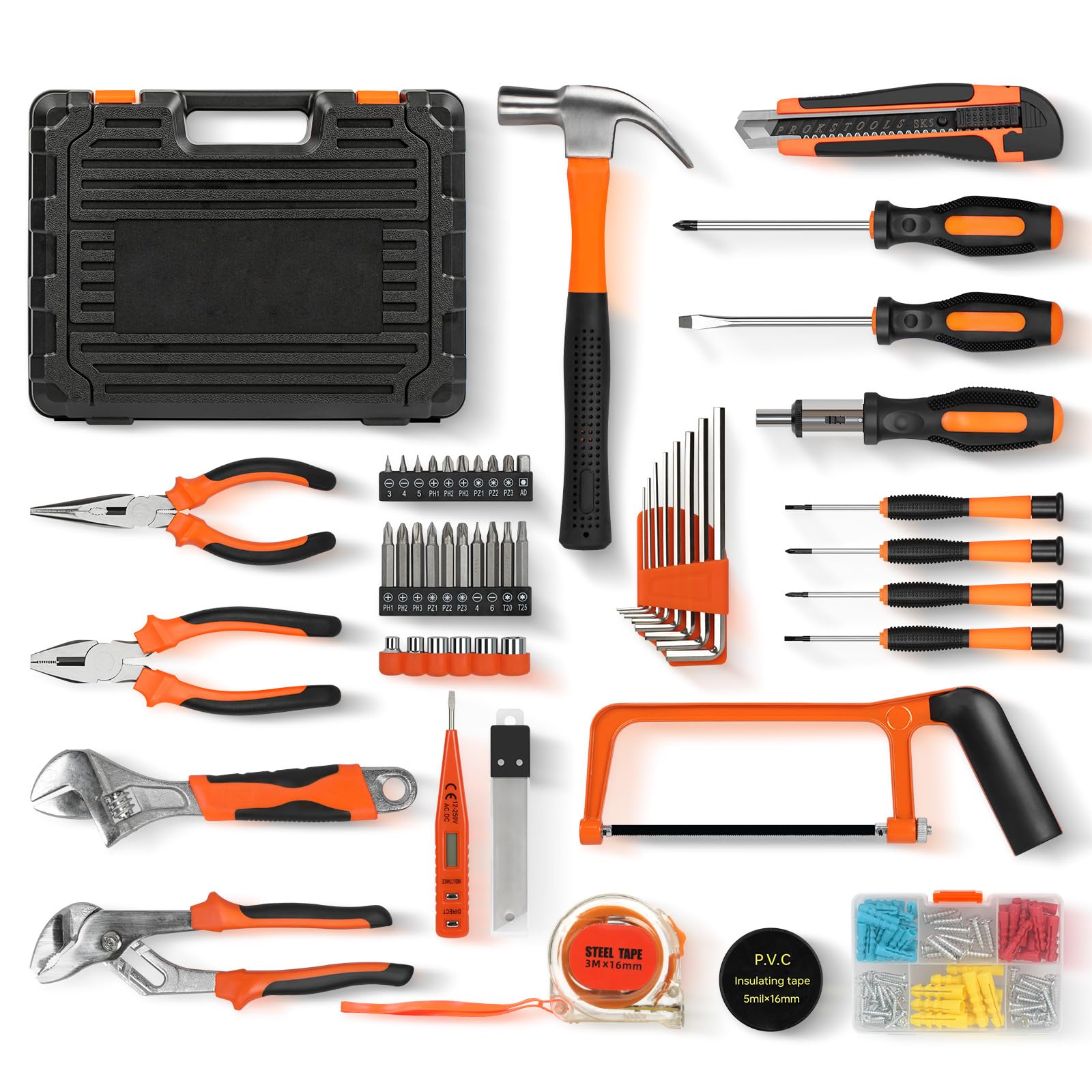 GALAX PRO Cassetta Attrezzi Completa 160 Pezzi,Kit di utensili manuali generici per la casa,Valigia Utensili Portatile con Cacciaviti Cricchetto Pinze Riparazioni