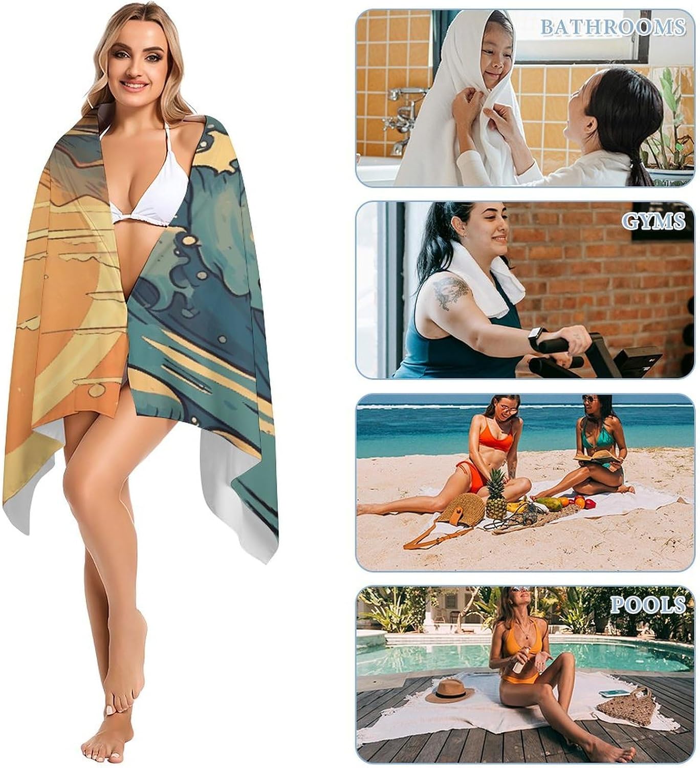 Beach Towel 63"X31.5" Anime Style Cat Pool Towels Oversized Quick Dry Microfiber Bath Towels Sand Free, Absorbent, Lightweight, Personalized Turkish Beach Towel for Adults Travel Gym image 5