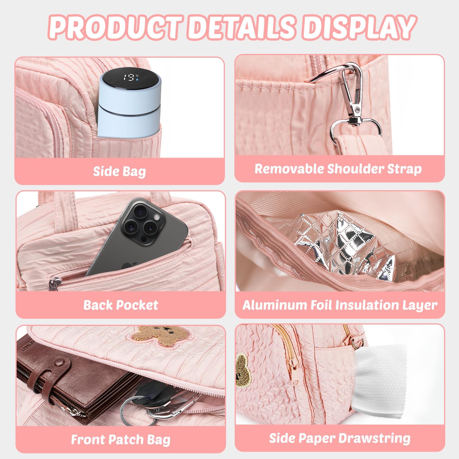Noaya Baby Nappy Changing Bags, Baby Changing Tote with Pendant Toy - Image 4
