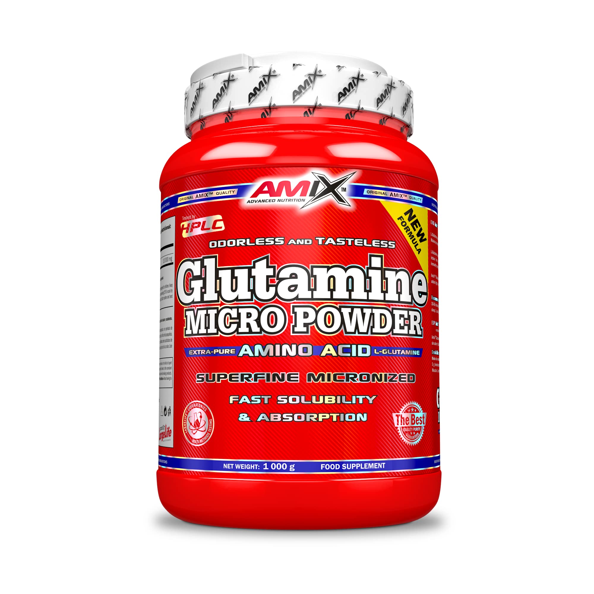 AMIX - Glutamina Polvo - Glutamine - 1 Kg - Contribuye al Desarrollo Muscular - L-Glutamina como Ingrediente Principal - Aporta Aminoácidos Esenciales - Ideal para deportistas