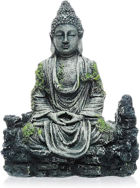 Toolzia Fish Tank Buddha Statue Decorations, Aquarium Seated Buddha Statue Decorations Fish Tank Ancient Buddha Statue Sculpture Accessories(5.1"X2.4"X6.7" Inch)