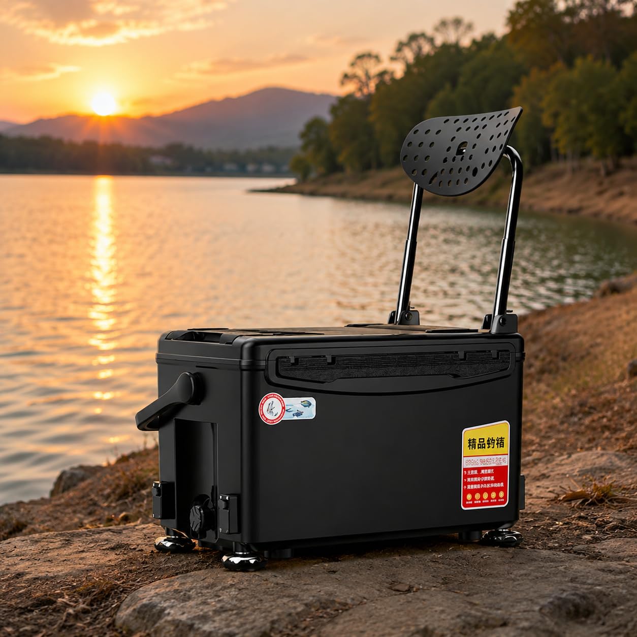 Multifunktionaler Angelkoffer mit Sitz, 9L, 500kg Tragkraft, Dunkelgrau, Stabile, Tackle Box für Angler, three-point mit Werkzeugfach