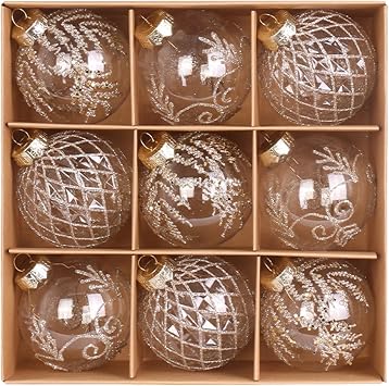 Unbreakable Christmas Ornaments Set of 9 | Christmas Tree Ornaments - 8cm Paint Clear PET Balls Indoor Classroom Home Party Craft