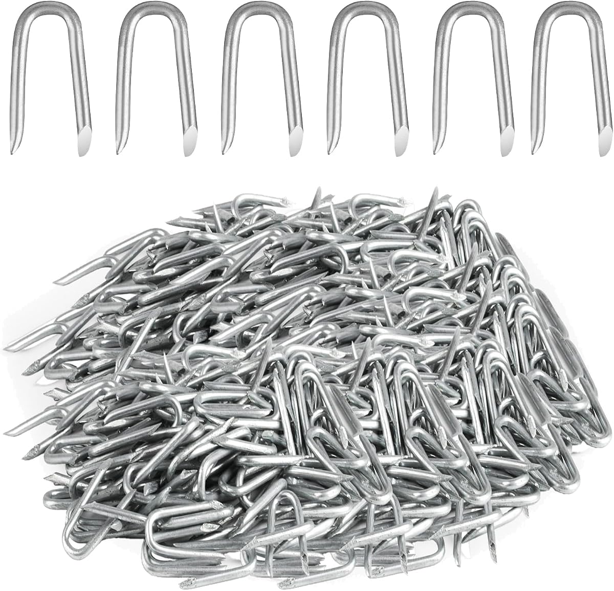 300 grapas de alambre, grapas para cercas, clavos en forma de U, clavos en U de acero para cercas | Clavos de alambre en forma de U, grapas galvanizadas para cercas de alambre de púas, sujetadores para herrajes de alambre de púas para jardín de madera