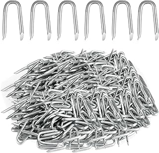 300 pcsWire Staples, Fence Stapless, Steel U Nails for Fencing, U Shaped Wire Nails, Galvanized Barbed Wire Fencing Staples Fasteners for Wood Garden Barbed Chicken Wires Hardware