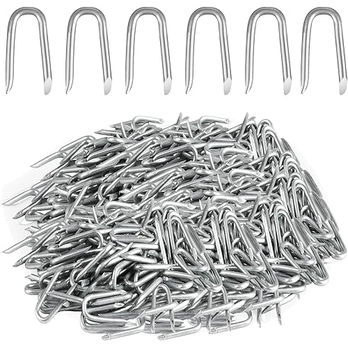 300 pcs Wire Staples, Fence Stapless, Steel U Nails for Fencing, U Shaped Wire Nails, Galvanized Barbed Wire Fencing Staples Fasteners for Wood Garden Barbed Chicken Wires Hardware