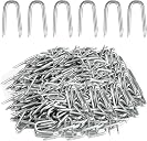 300 pcs Wire Staples, Fence Stapless, Steel U Nails for Fencing, U Shaped Wire Nails, Galvanized Barbed Wire Fencing Staples Fasteners for Wood Garden Barbed Chicken Wires Hardware