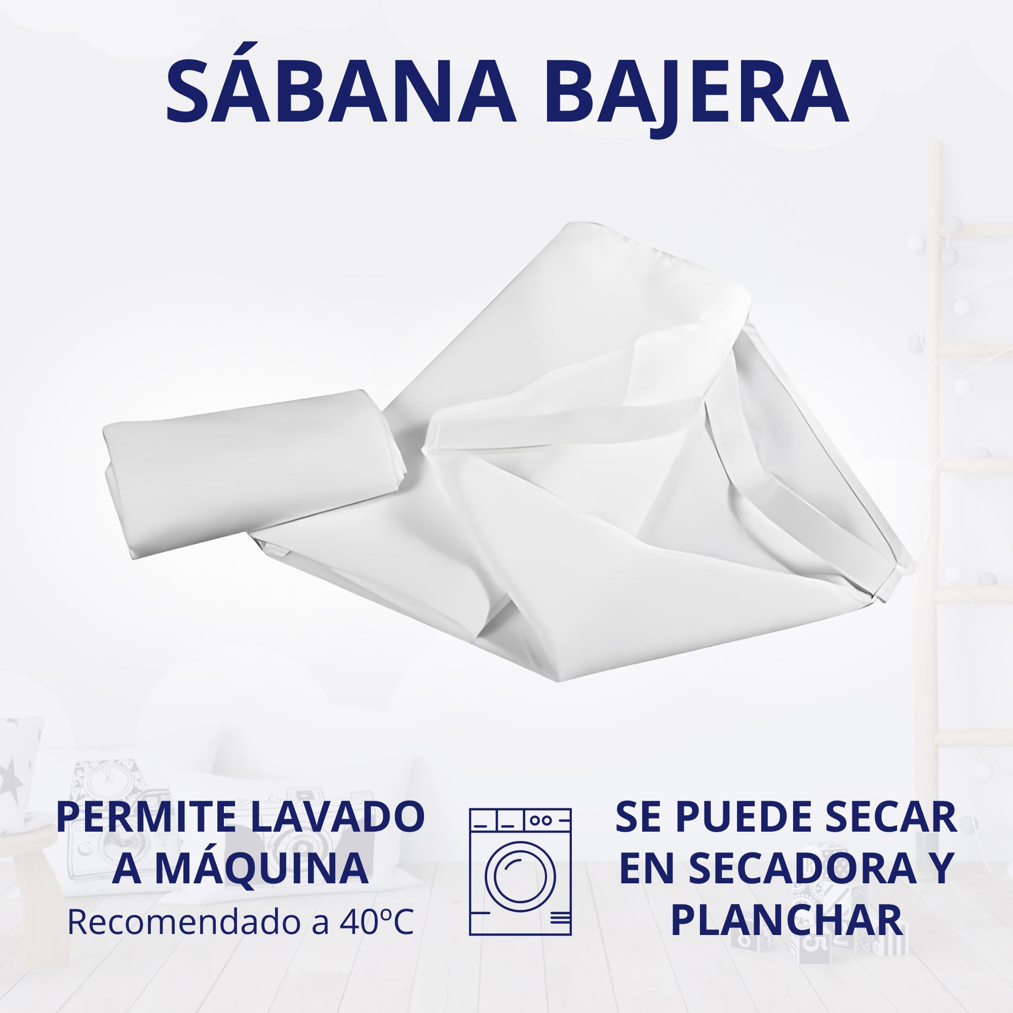 Sábana Bajera para Cuna Apilable de Guardería - Sábana 100% Algodón Blanco - 132cm x 53cm