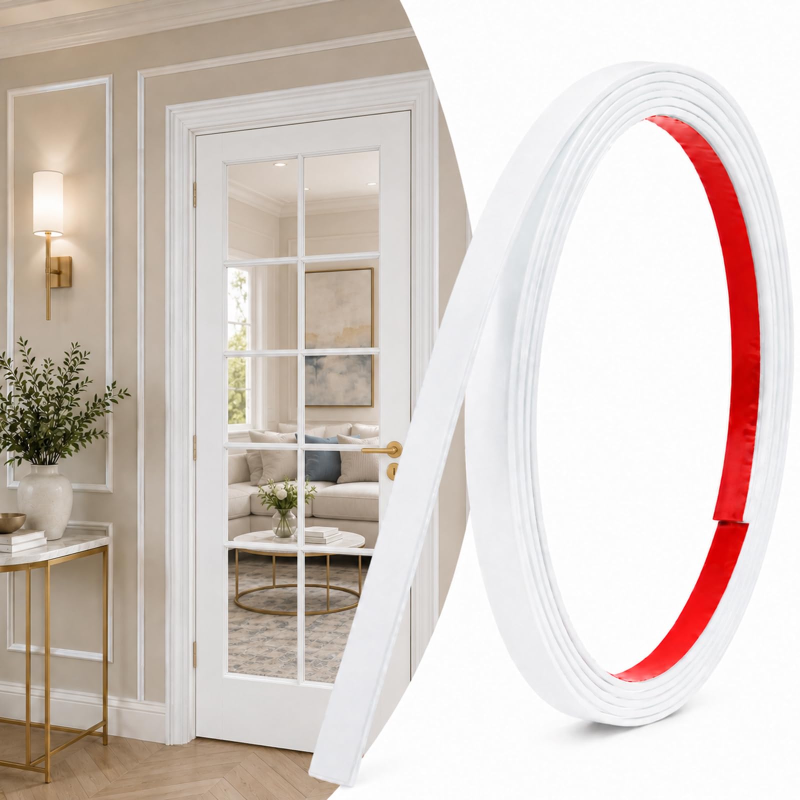 Wall Trim Peel And Stick Molding Frame PVC Molding Trim White,W 2cm* L 2m