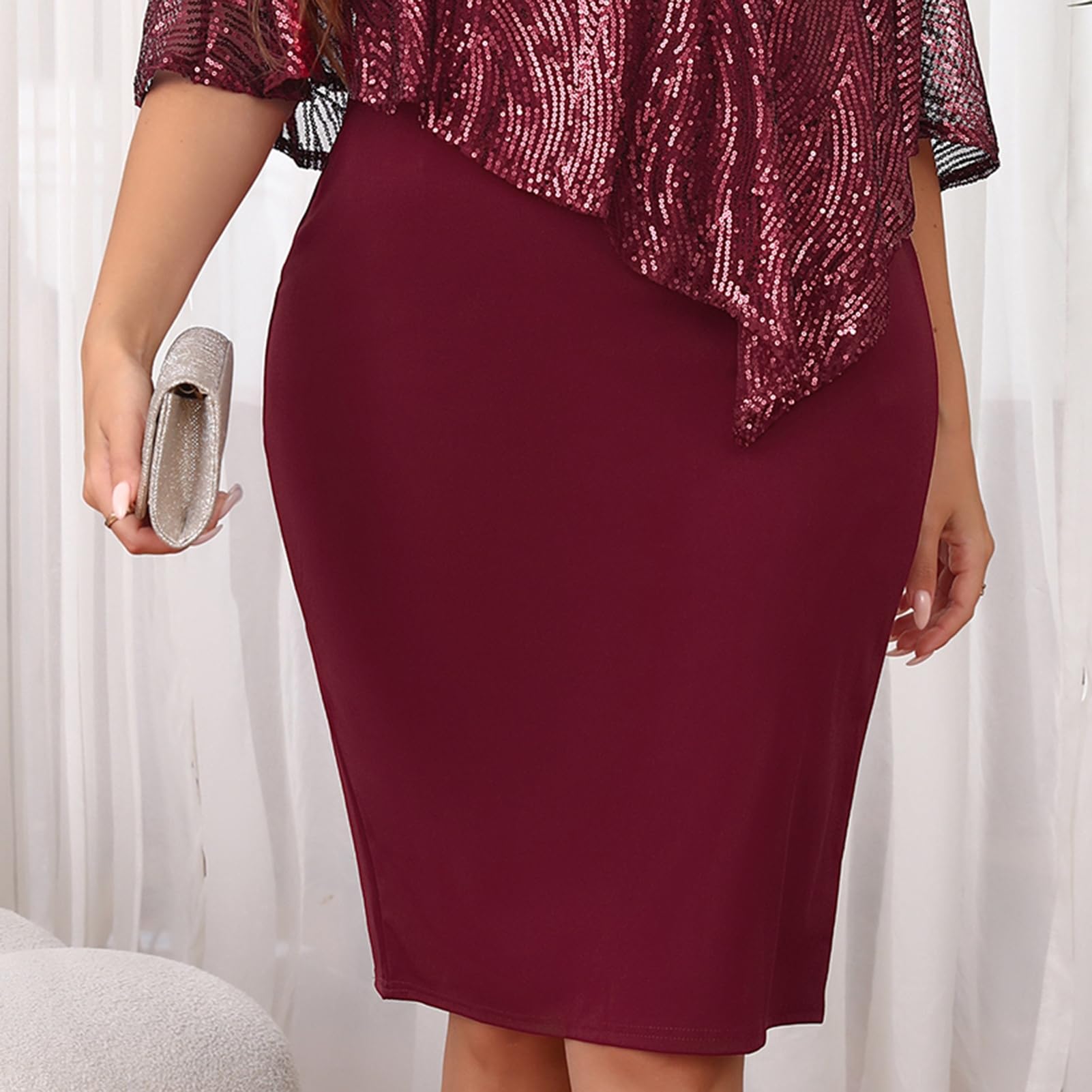 Vestido midi sin mangas con lentejuelas para mujer, vestido de tubo ajustado superpuesto de lentejuelas de gran tamaño, elegante vestido formal para fiesta de noche, cóctel, graduación, boda
