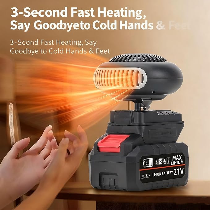 Calefactor Eléctrico Portátil con Batería Recargable USB y Función de Oscilación miniatura 5