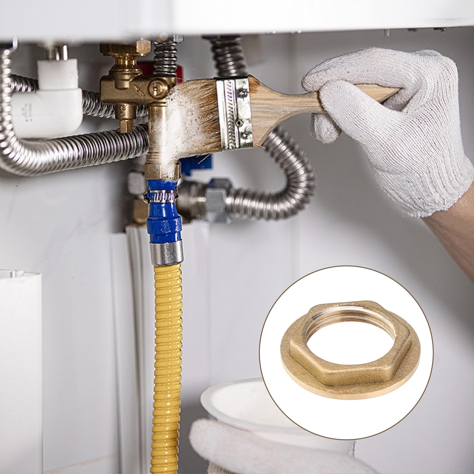 6 Pezzi Flangiato Indietro Dado in Ottone, 1/2 Pollice Controdadi, Flangia Esagonale Dadi di Sicurezza, Adatto per Bagno, Lavandino, Cucina, Tubo