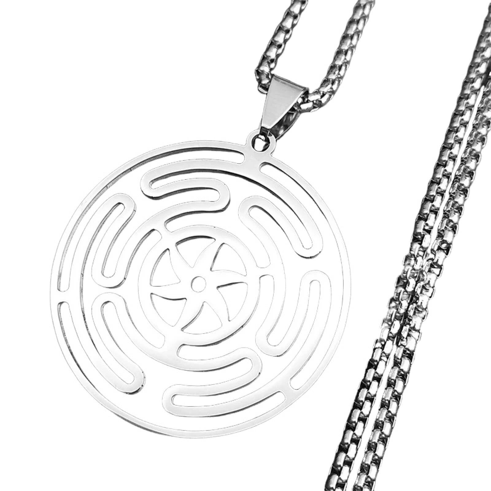 Collier Roue d’Hécate talisman idéal à offrir : pendentif Strophalos magique pour femme N3046S03