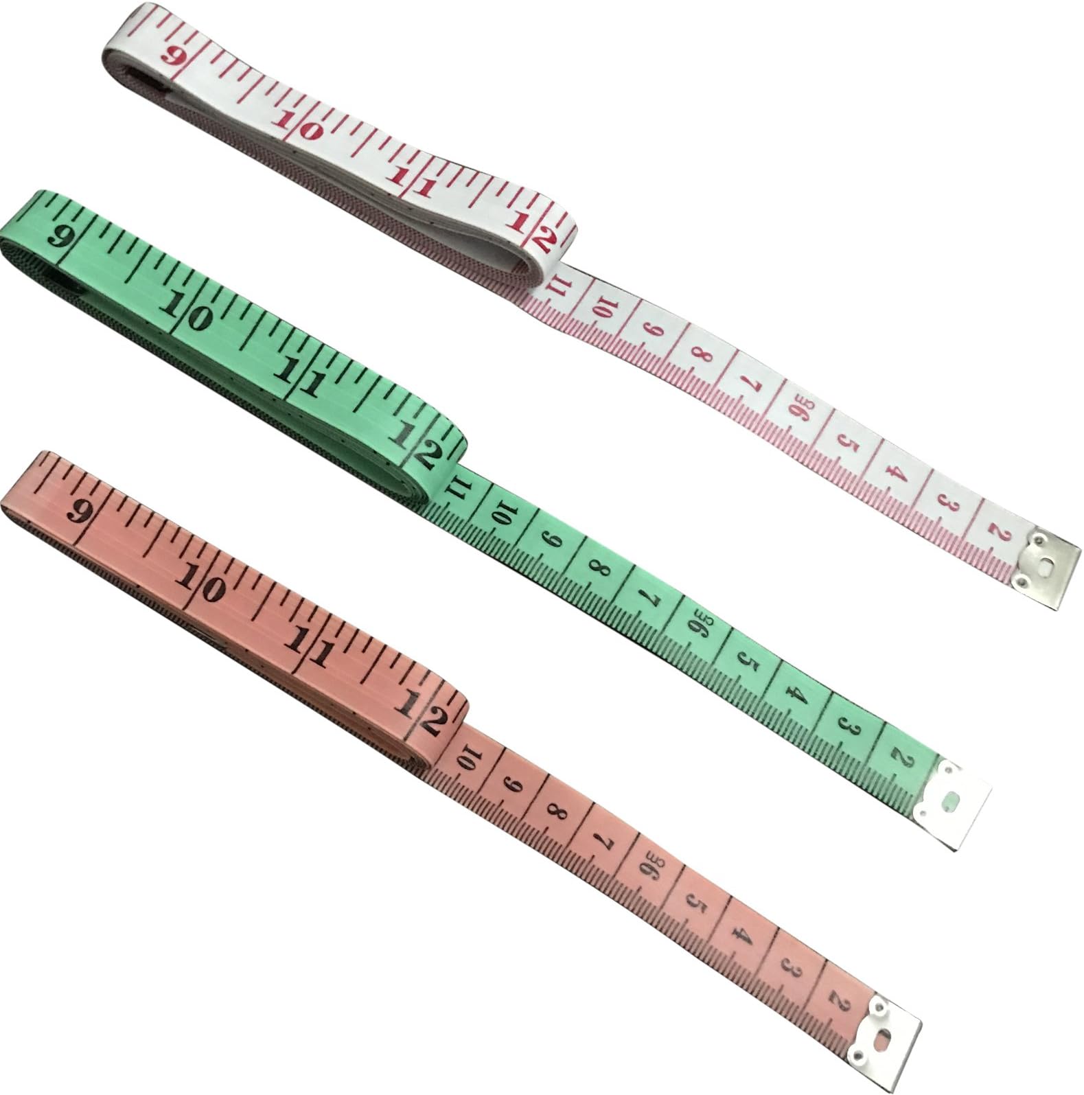 3pcs Tape Measure 60-Inch/150cm Soft Cloth Measuring Tape Weight Loss Medical Body Measurement Sewing Tailor Craft Vinyl Ruler, Has Centimetre Scale on Reverse Side