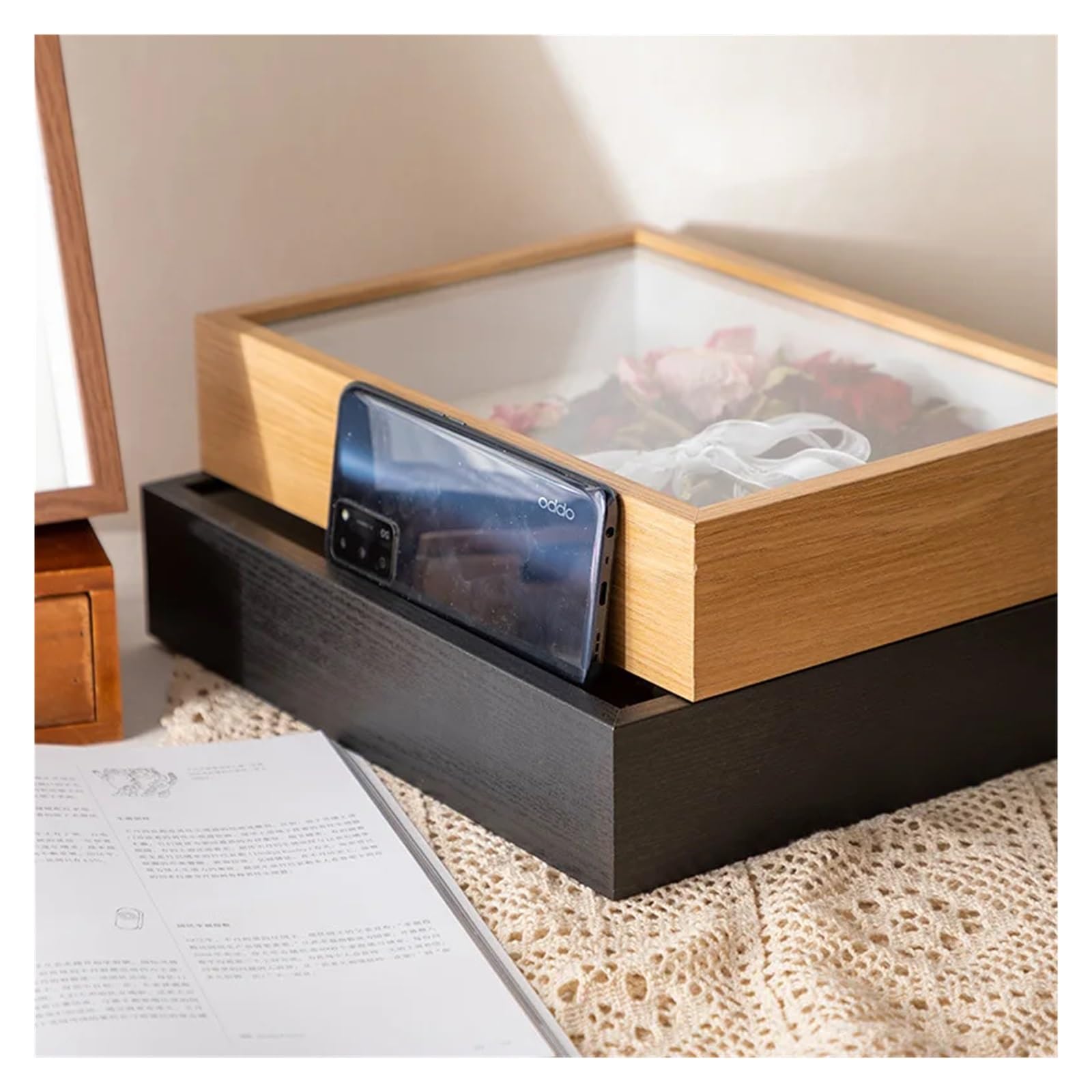 Akrylowa drewniana ramka na zdjęcia, drewniane pudełko z cieniami Ramka Uchwyt próbki Głębokość 5 cm Wielokolorowy Wiele rozmiarów Opakowanie 2 szt(Deep Brown,6inch (10x15x5cm))