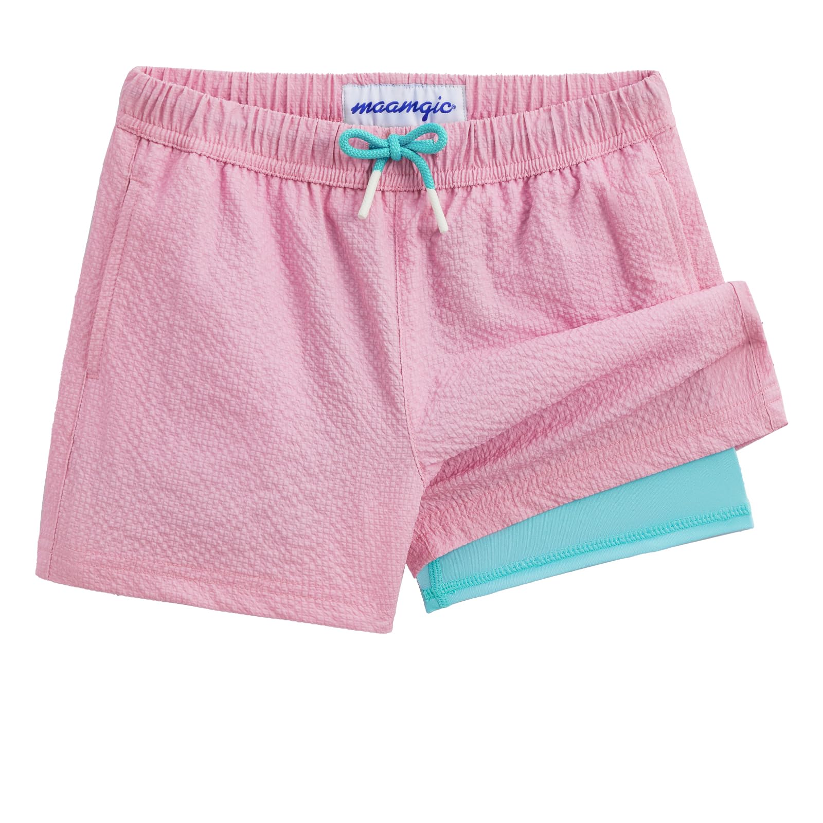 MaaMgic Jungen-Badehose mit Kompressionsfutter, für Kleinkinder, Stretch, schnell trocknend, 2-in-1-Strandshorts