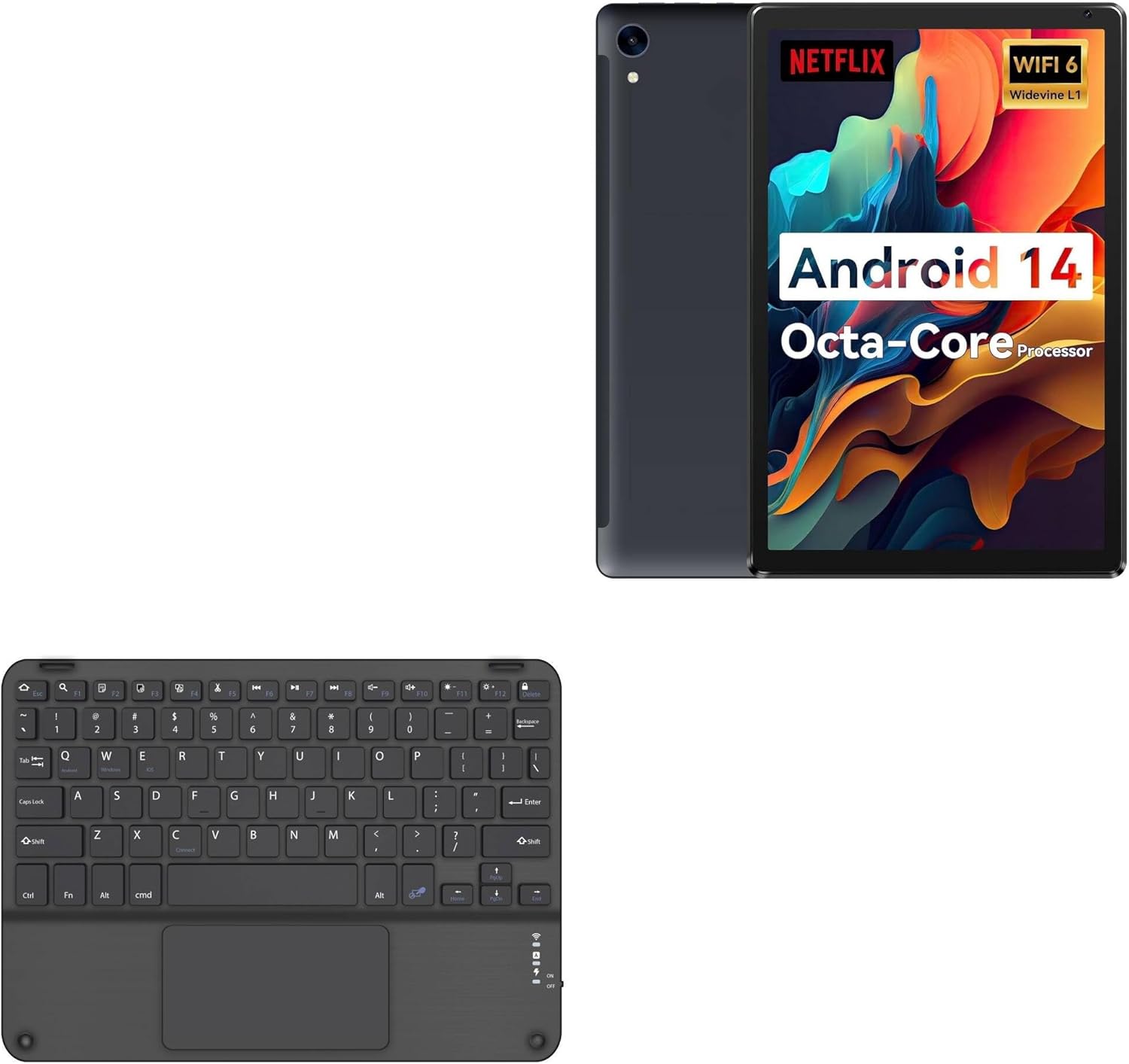 BoxWave Keyboard Compatible with Urao Android Tablet (10.1 in) - SlimKeys Bluetooth Keyboard with Trackpad, Portable Slim TouchPad - Jet Black