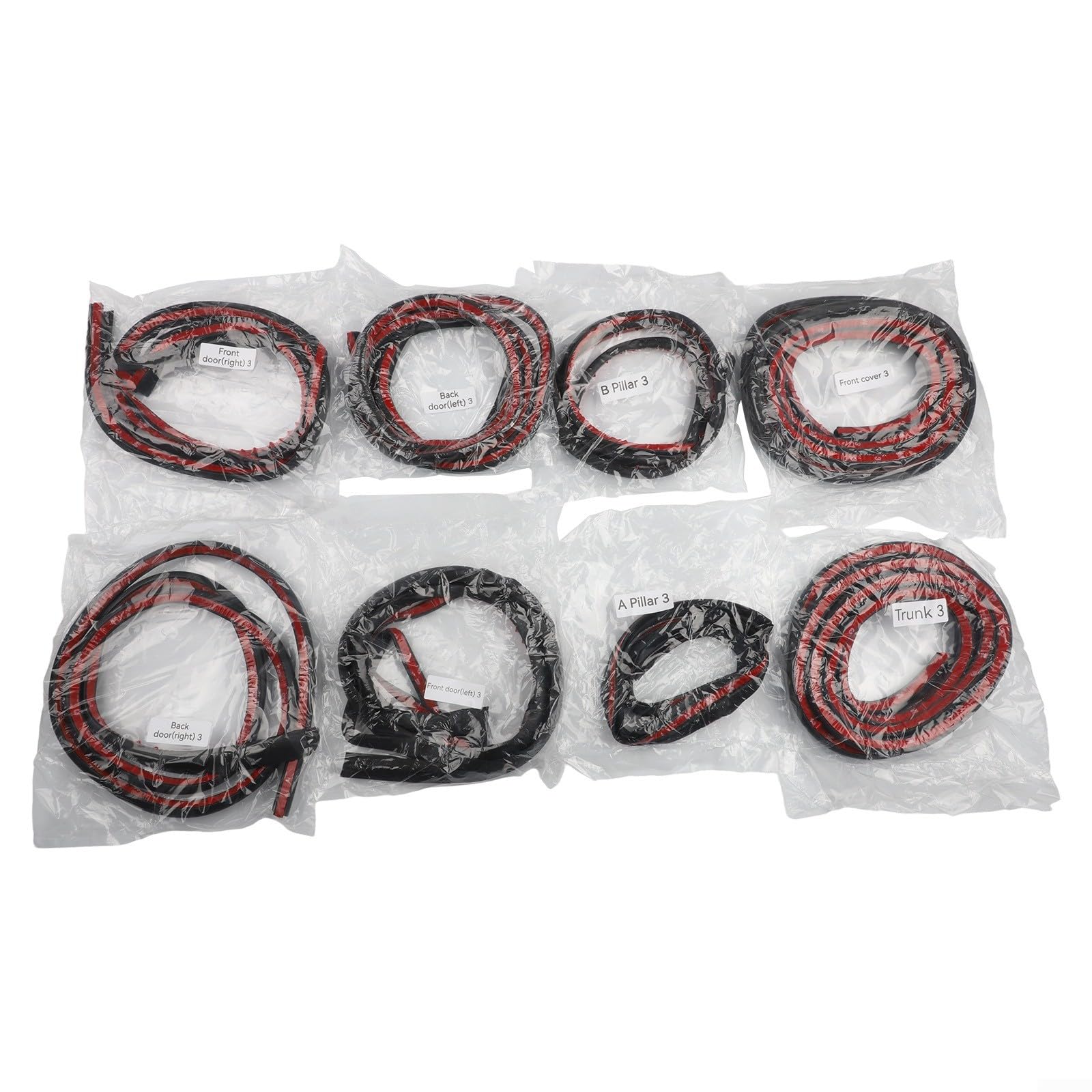 Lot de 8 bandes d'étanchéité en caoutchouc pour Tesla Model 3 2022-2025 - Isolation acoustique - Résistant aux intempéries - Noir - 28 x 25 x 8 cm