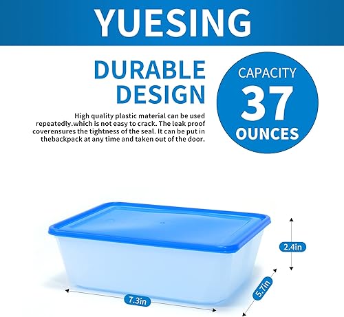 Miniatura 2 de YUESING Paquete de 30 recipientes de almacenamiento de alimentos para congelador de 37 onzas, recipientes de preparación de comidas, contenedor de