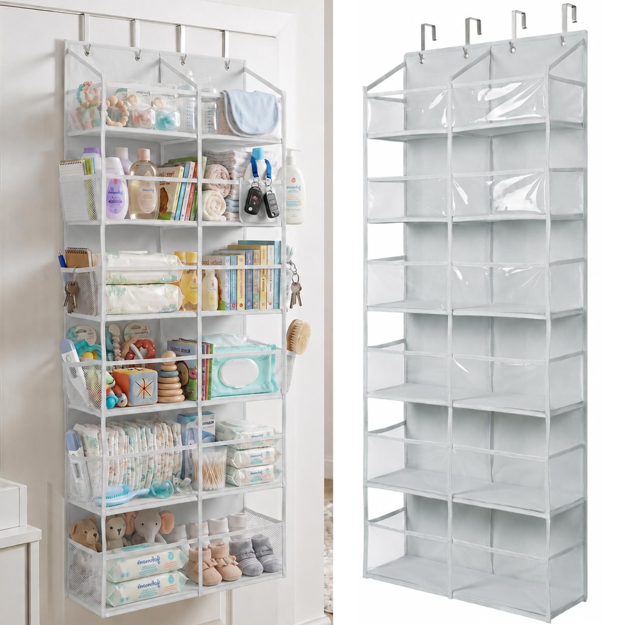 HOMELUX THEORY Over the Door Organizer, 6-Tier XL, 100D Fabric, Transparent