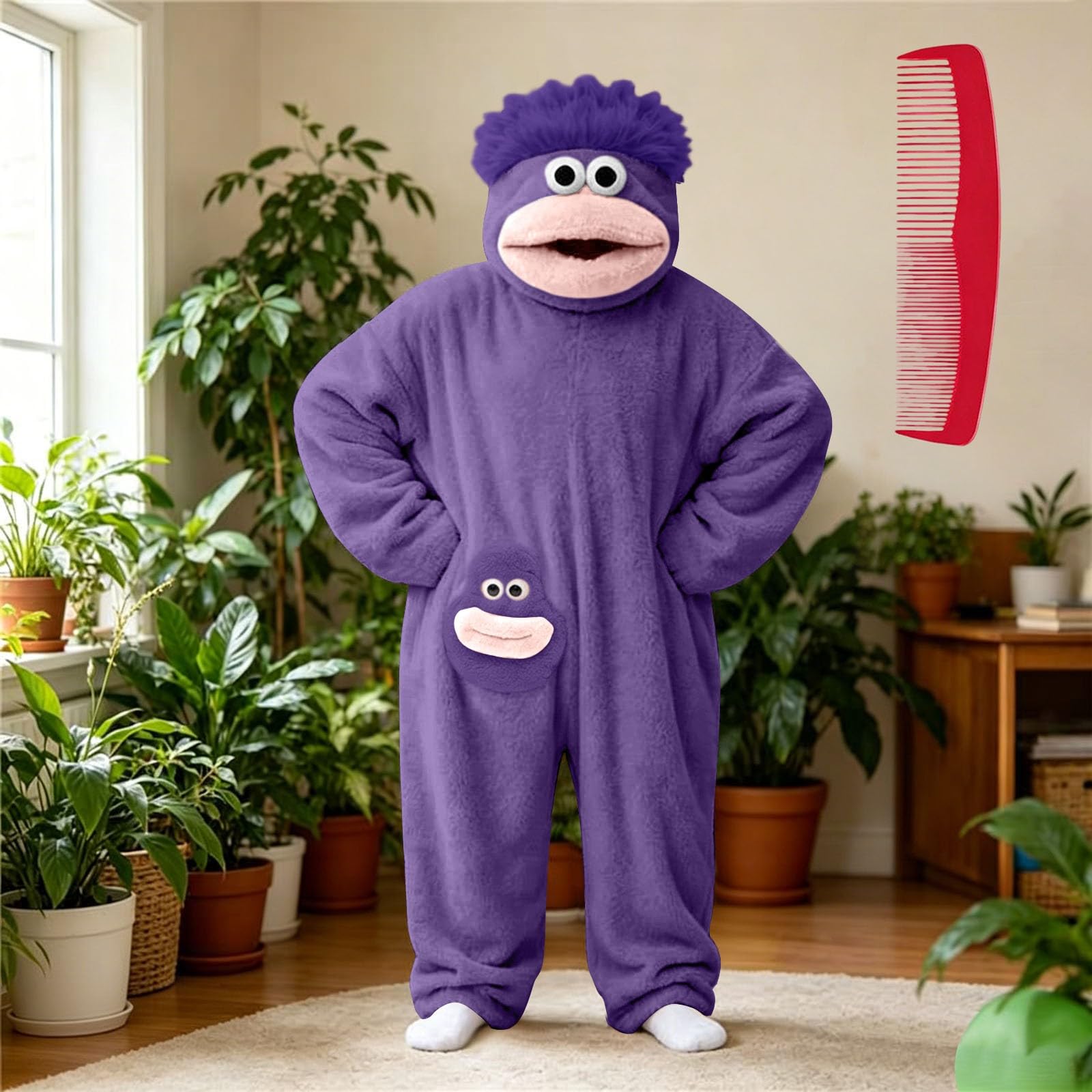 Tuta Onesie in pile per bambini e bambine con cappuccio a mostro rigolo in morbido peluche caldo con tasca per il piacere in famiglia e confortevole