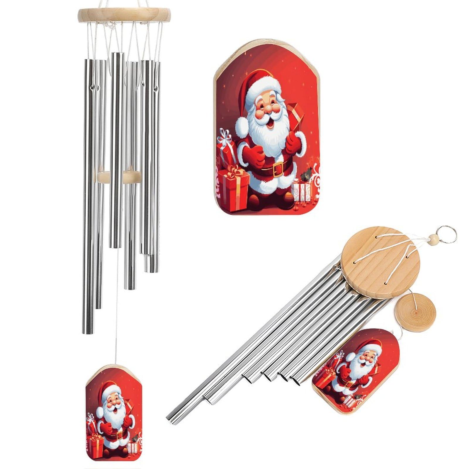 Khauerbc Women's Style Santa Claus Xmas Gifts Wind Chime-Outdoor-Garden Decors. Aluminium Wind Chimes To Melodic Tones .Memorial Wind Chime For Garden Yard Porch, Good Gifts For Mom Grandma Wife.