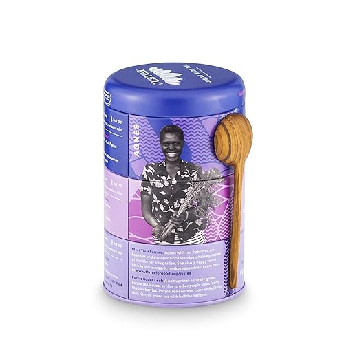 Vista 39 de JusTea Trío de té festivo Paquete variado de latas apilables con cuchara de té tallada a mano Té de hojas sueltas Cafeína variable