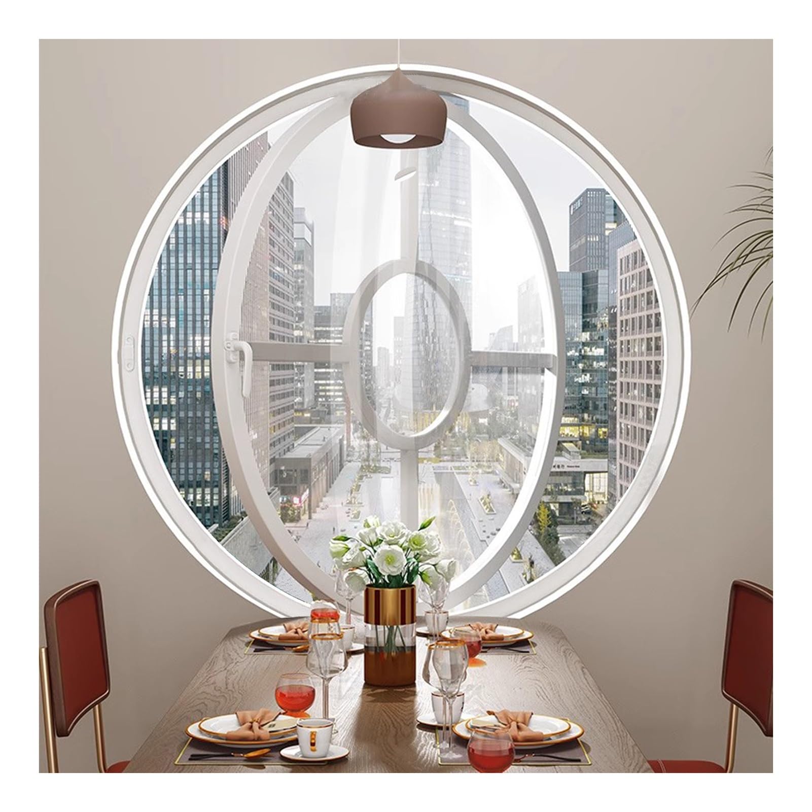 Ventana redonda con marco de aluminio rotación 360 grados para ventilación de dormitorios
