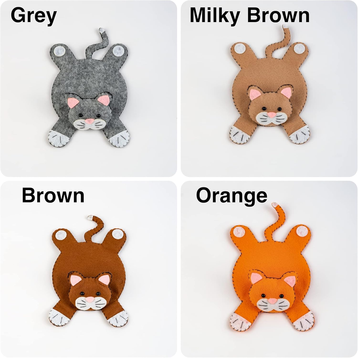 Funny Cat Coasters Set of 4 – Cute Felt Drink Mats for Women, Cat Mom Gift Idea, Animal Lover Decor, Coaster Set for Drinks, Unique Gag Present, Cool Stuff for Her - Image 5