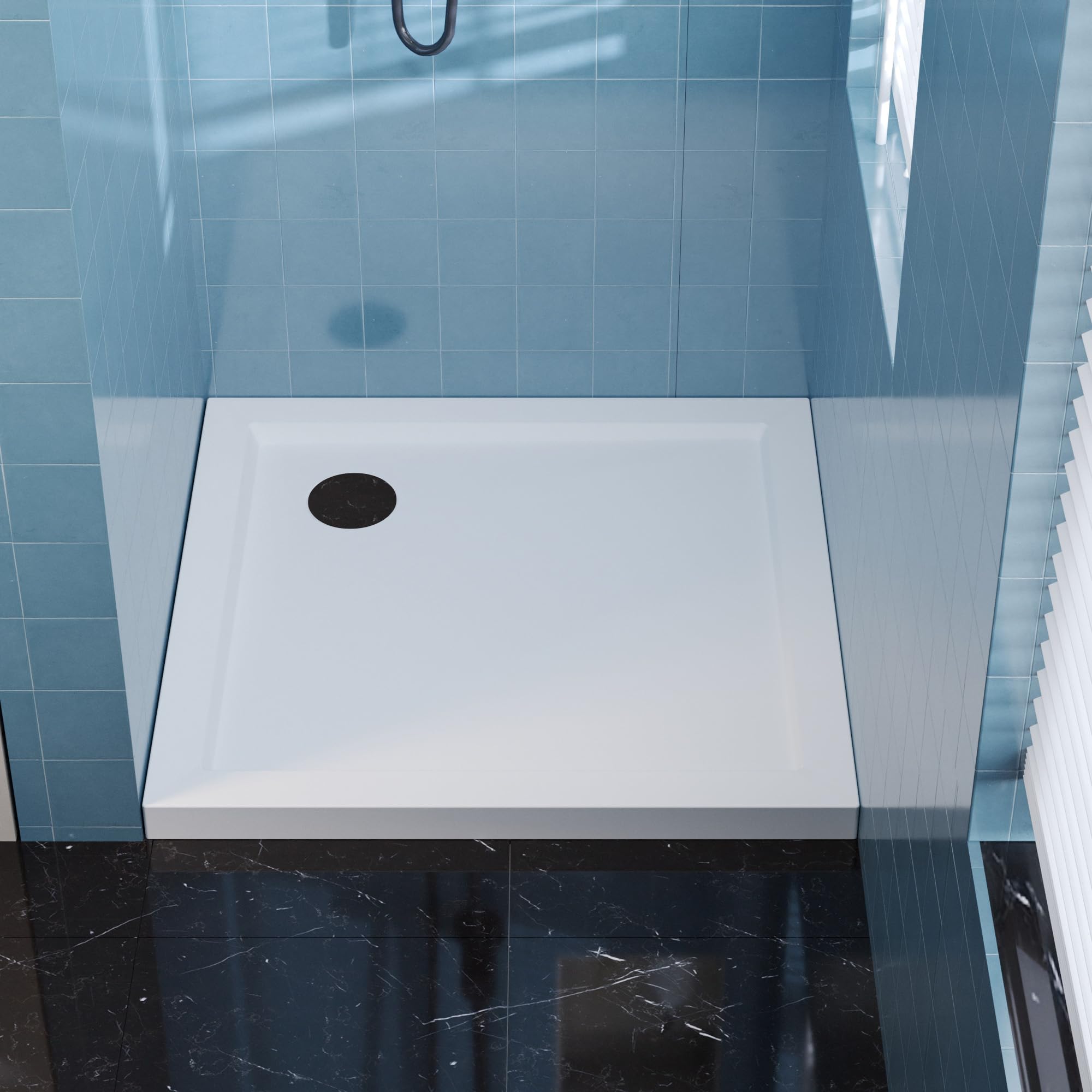 Casaphoria 32" x 32" Shower Base Pan with 3.35" Corner Drain Hole,Shower Pan Five-Layer Acrylic + ABS Processing, Non-Slip Shower Enclosure Base for Bathroom, No Threshold White