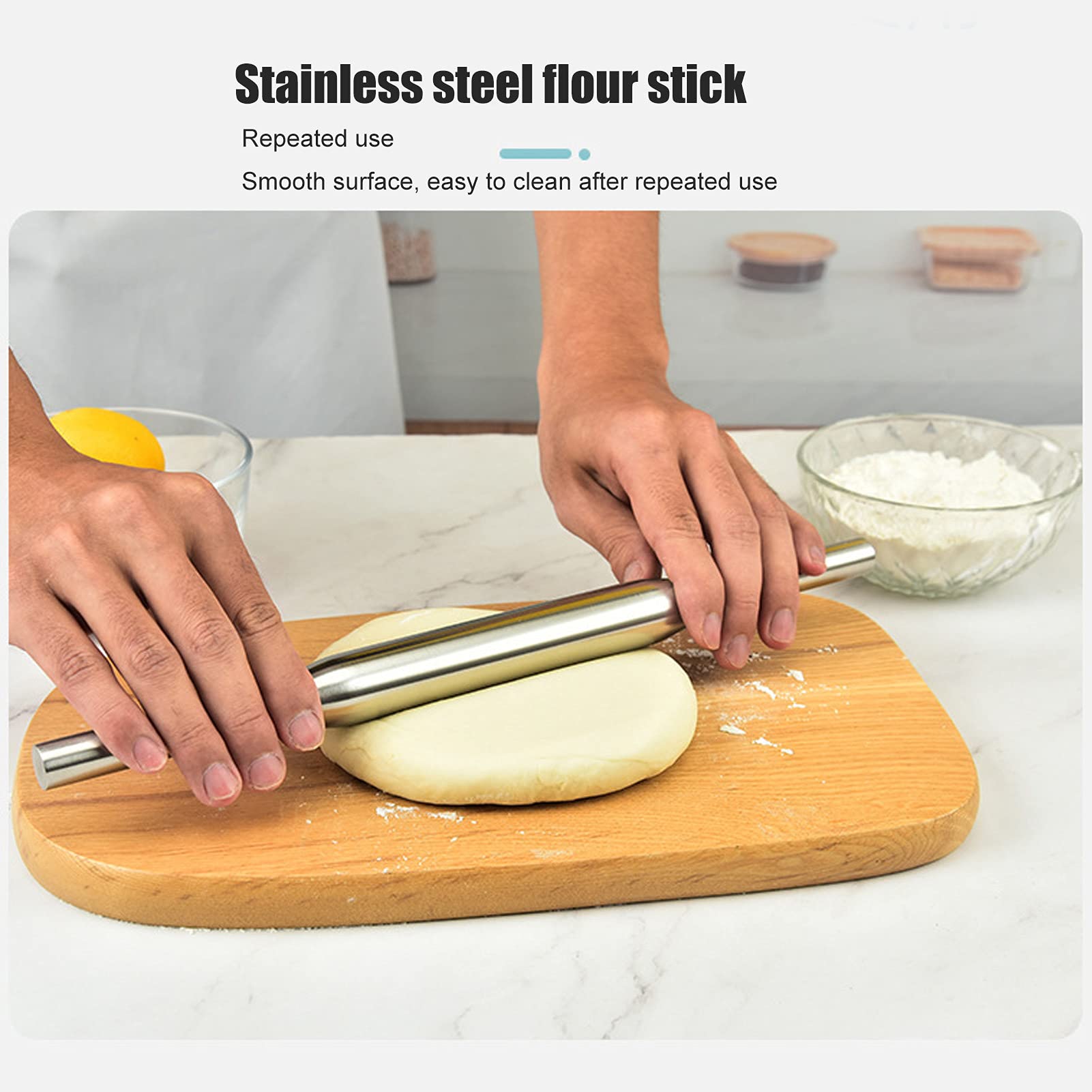 Mattarello in acciaio inox, 43,6 cm
