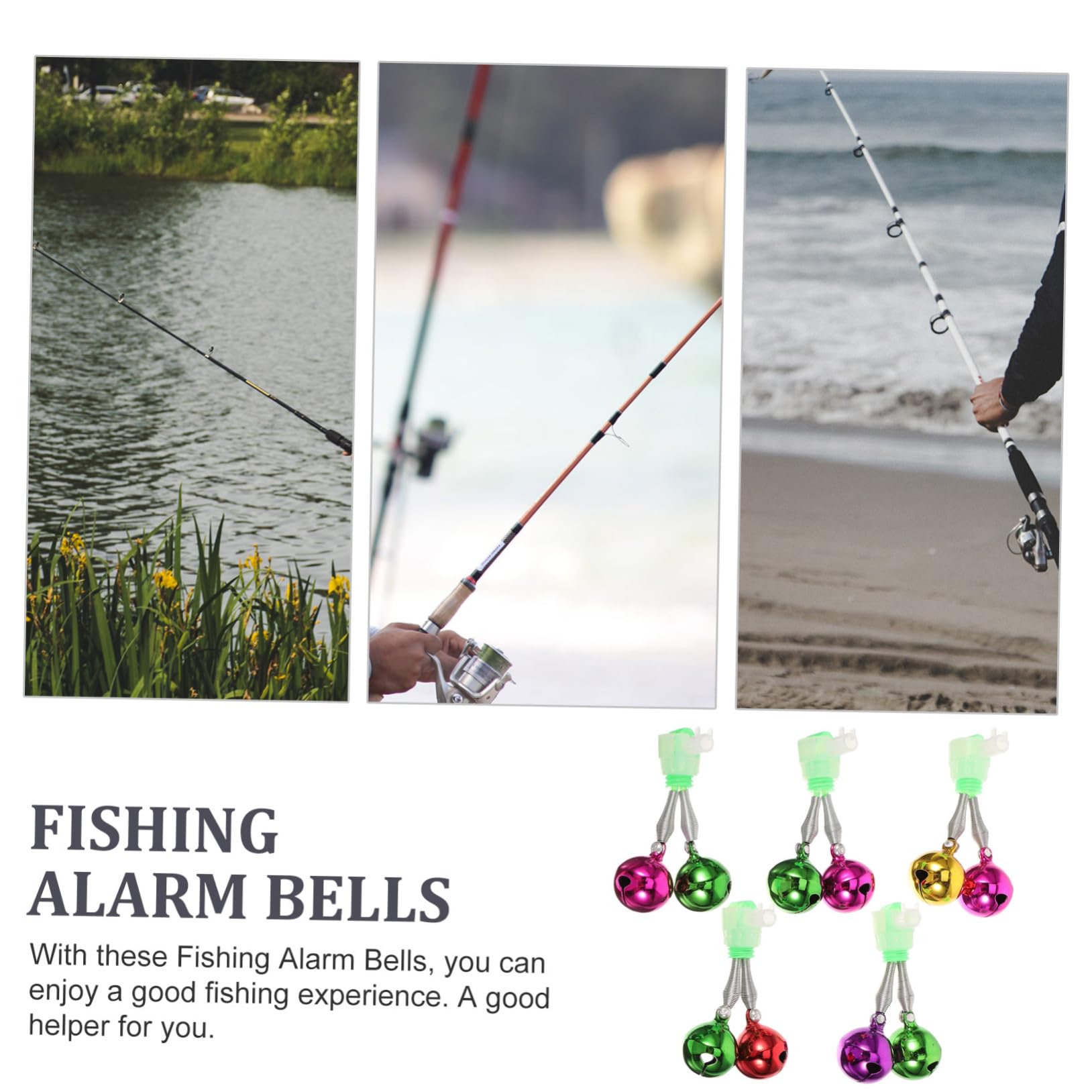 GOOHOCHY 5pcs Fishing Bells Call Bells for Bait Alert Bite Alarms for Fishing Rods Lightweight Fishing Gadgets