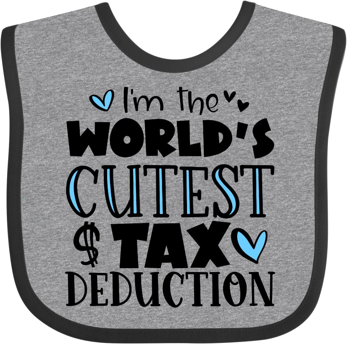 inktastic I'm the World's Cutest Tax Deduction Blue Hearts Baby Bib