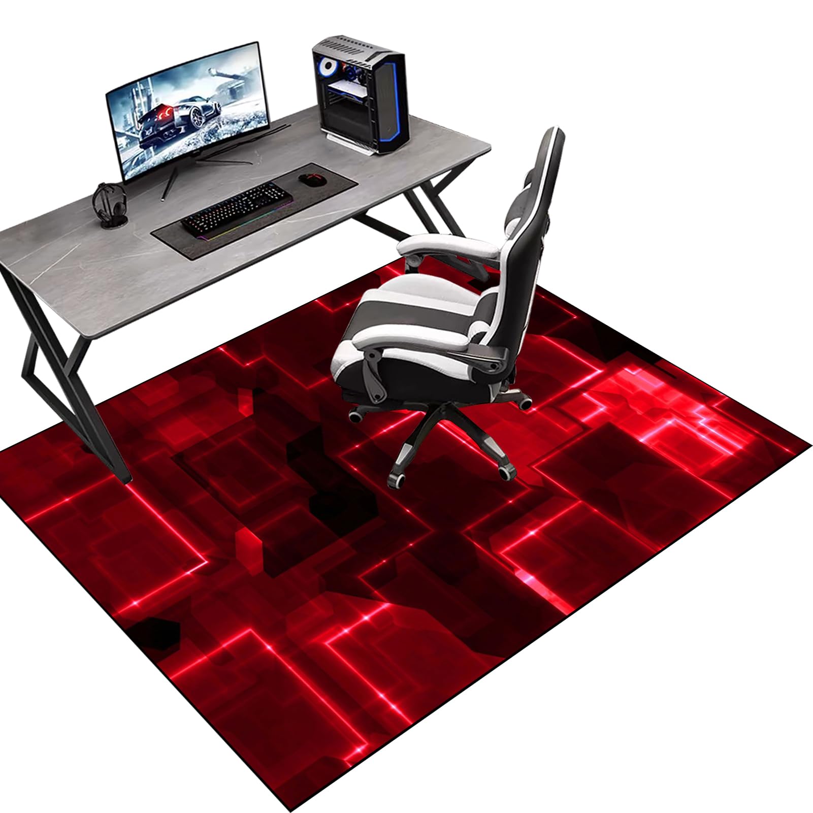 Protective Floor Protector Mat, Office Chair Mat for Carpeted Floor, Gaming Chair Mat Non-Slip, Chair Mat Carpet Protector for Low Pile Carpets, Floor Mat for Computer Desk Chairs 160 x 180 cm