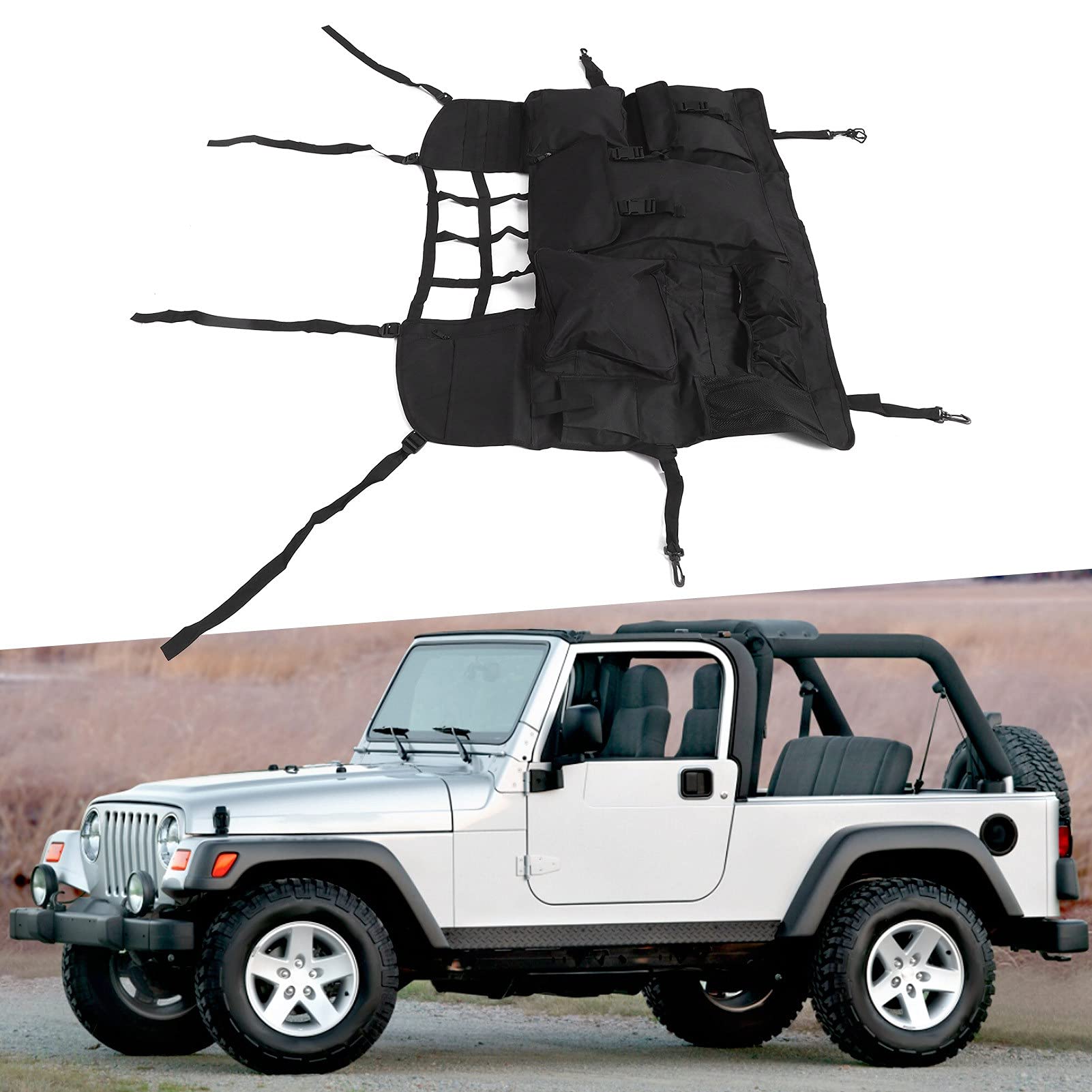 Bolsa de almacenamiento para respaldo de asiento, organizador negro con múltiples bolsillos para coche, repuesto para accesorios, Material de tela duradero, fácil instalación