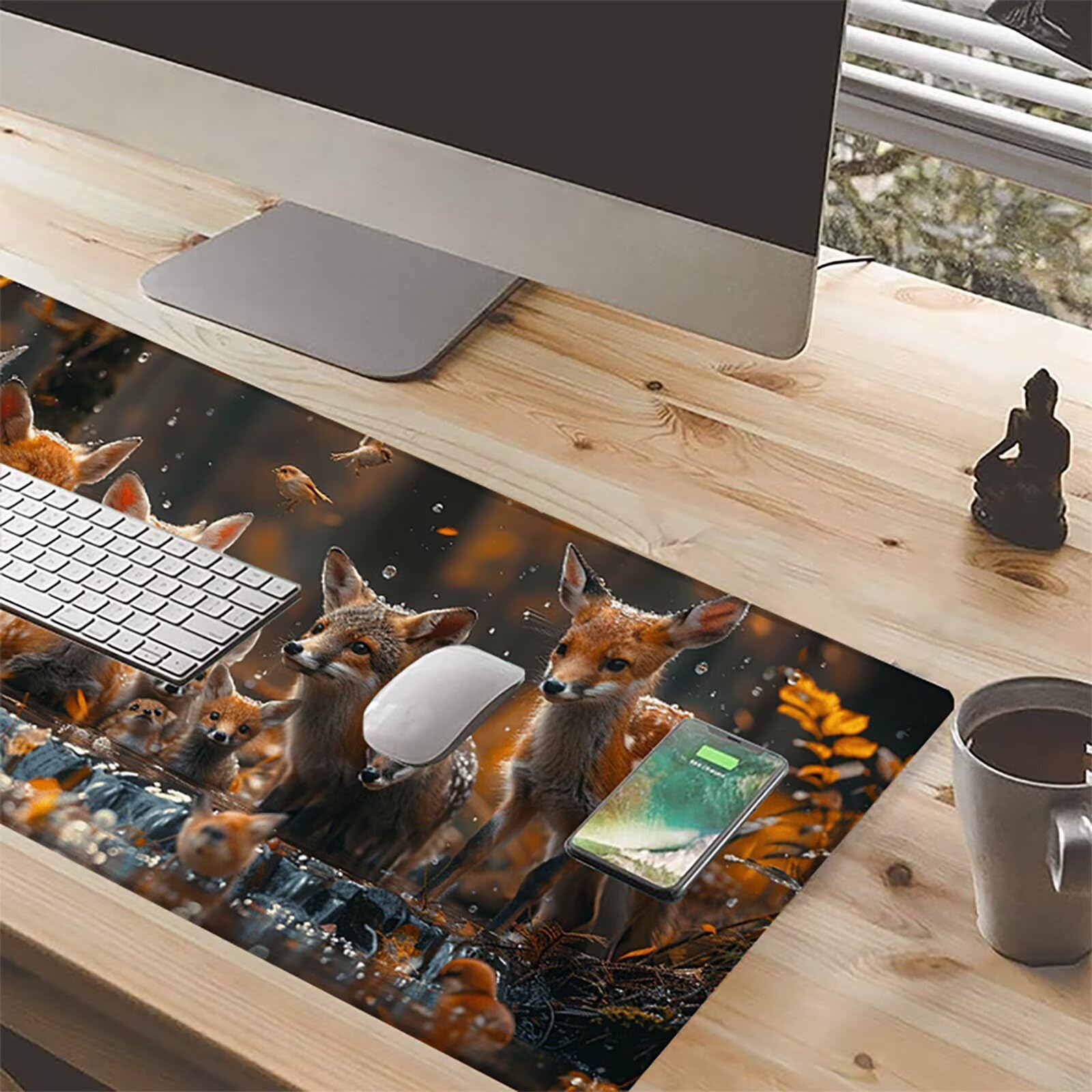 Ciervo Alfombrilla Ratón Gaming XXL 1500 x 800 mm, Alfombrilla Gaming Amarillo Mousepad con Base de Goma Antideslizante, Impermeable Desk Mat para Teclado y Raton, Accesorios Gaming, Regalos X-Y
