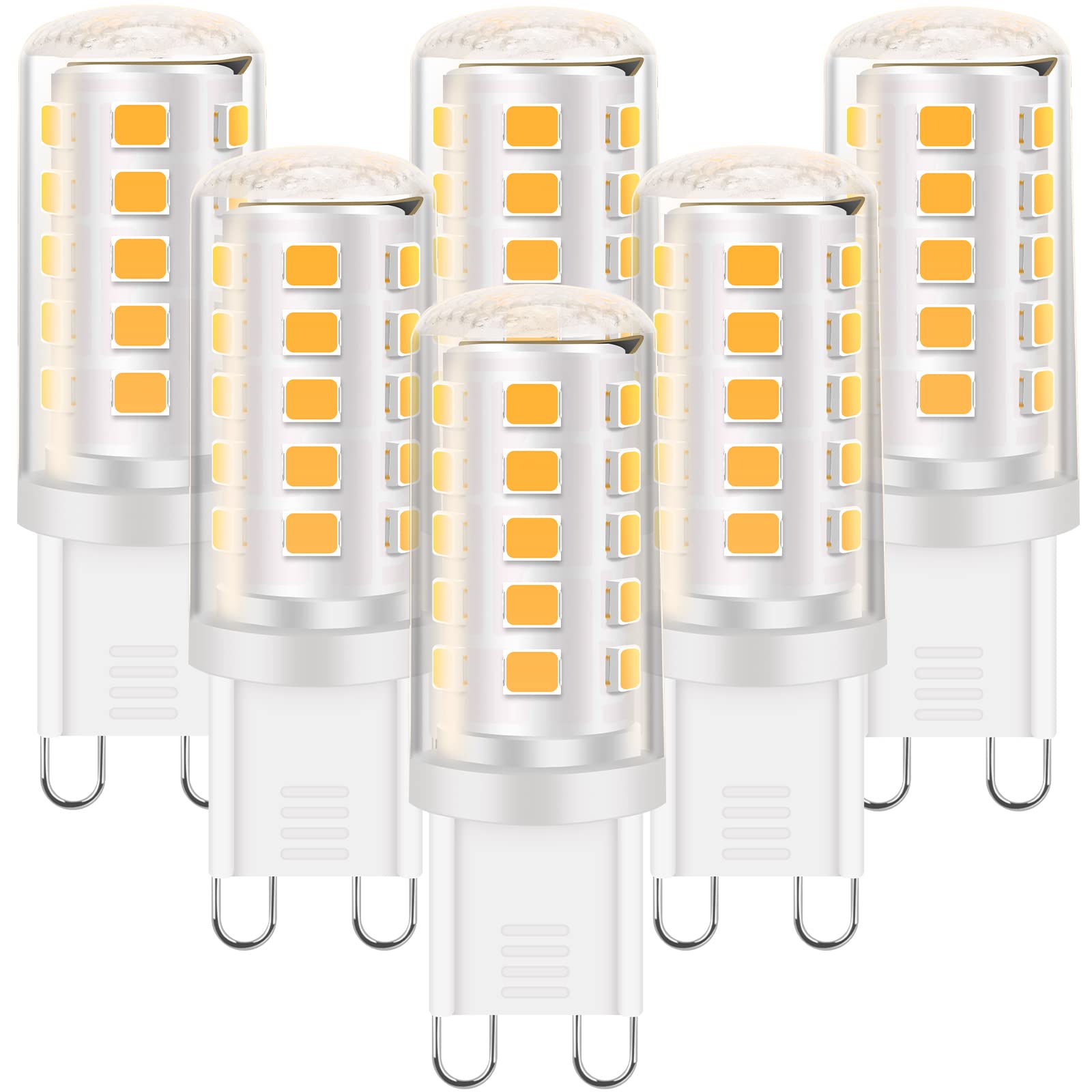 ZEIYEI G9 LED Bulbs, 6-Pack, 4W (40-50W Halogen Equivalent), 3000K Warm White, Non-Dimmable