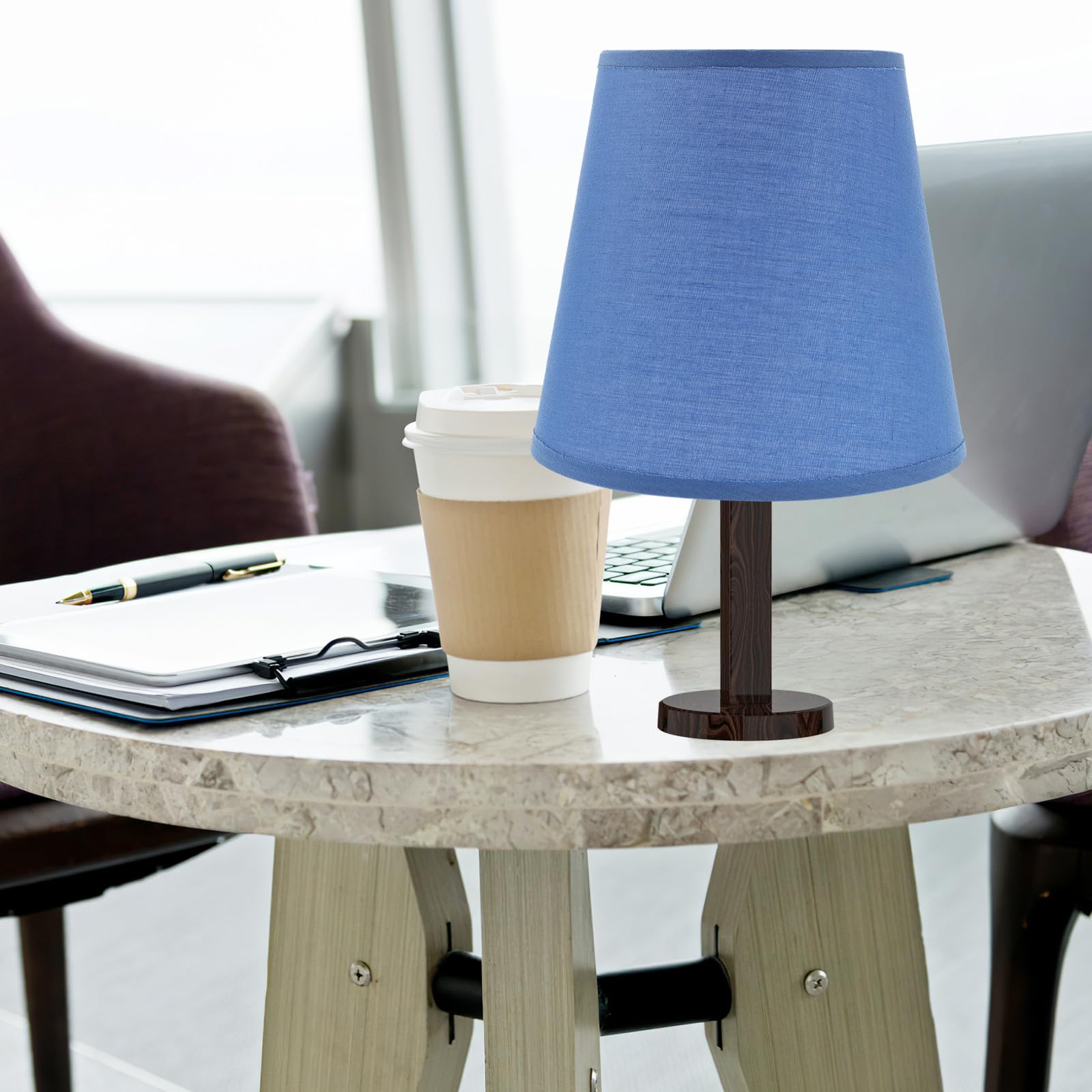 Paralume per Lampada da Tavolo e Sospensione E27 di Lino Azzurro Copertura Leggera a Forma Cilindrica per Soggiorno Camera da Letto e Ufficio Design Moderno e Luce Morbida