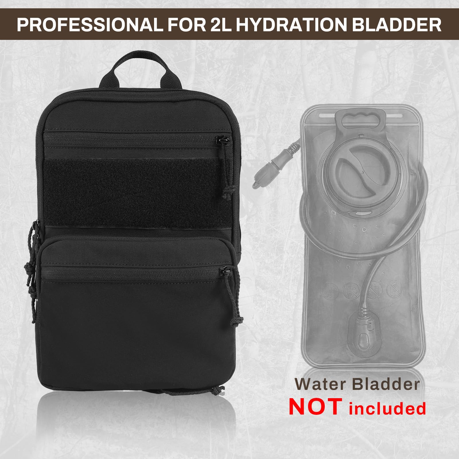 Sac à dos d'hydratation tactique Molle (poche à eau non incluse) - Pour réservoir d'eau de 2 l - Gilet - Sac à dos pour randonnée en plein air