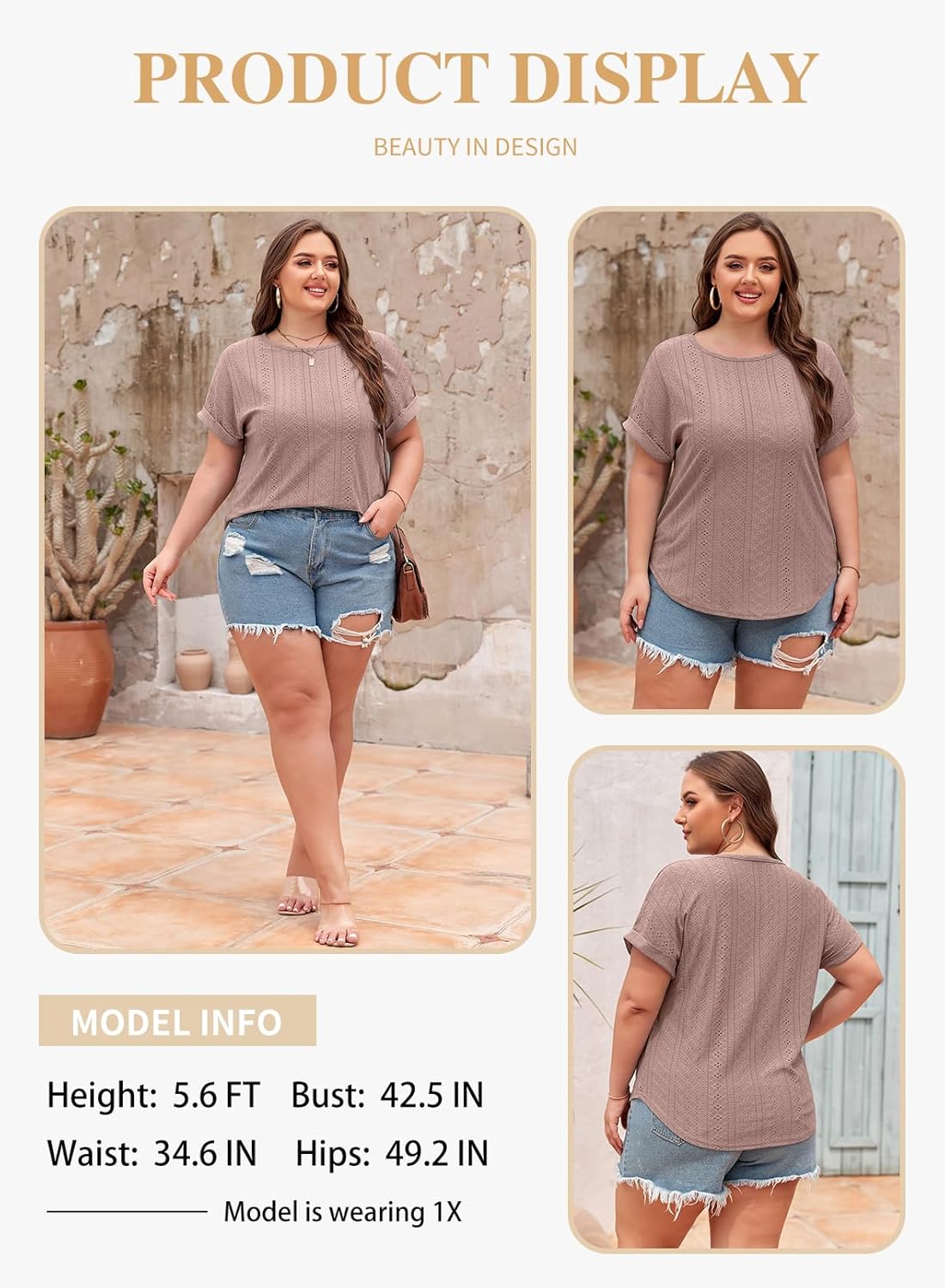 Eytino Women Plus Size Tops Short Sleeve Crewneck Casual Loose Summer Blouse Shirts(1X-5X) - Image 3